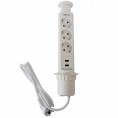 Маленькое фото товара - Удлинитель настольный,3 гнезда, 2USB, БЕЛЫЙ+шнур. Вариант №1