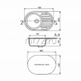 Маленькое фото товара - Мойка GM16 овальная с крылом, графит (342), 450*720*180мм. Вариант №2