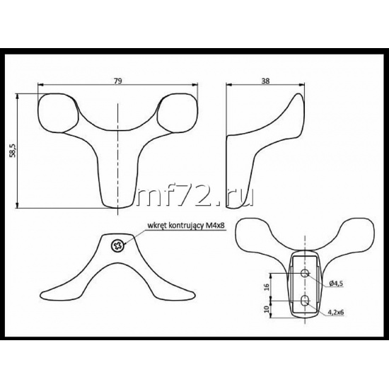 Большое фото товара - Крючок-вешалка №26Т Черный мат.,2-х рожковый, 00000007_00-00001653. Вариант №2