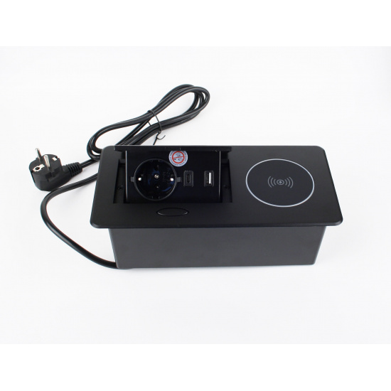 Большое фото товара - Удлинитель настольный,1гнездо,1USB+1Type-C, беспровод.зарядка,ЧЁРНЫЙ SBT-1UCWT-20, 00000688_00-00003842. Вариант №1