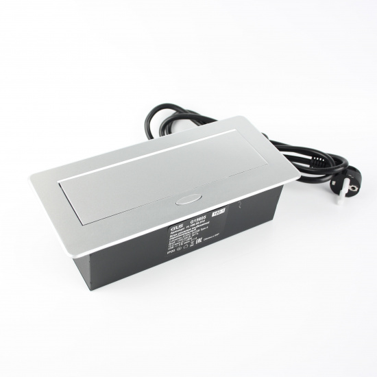 Большое фото товара - Удлинитель прямоугольный 2 гнезда, 2 USB, с кабелем, серебро G15605, 00000688_00-00005886. Вариант №2