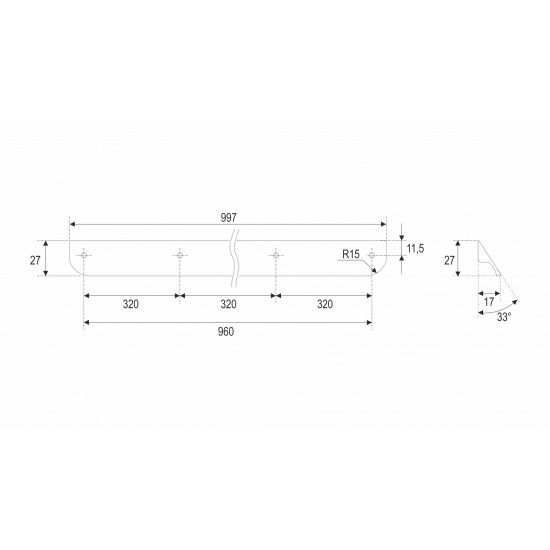 Большое фото товара - RS156SG.3/960 Ручка мебельная AL TICK, 2352_2355_00-00004981. Вариант №3